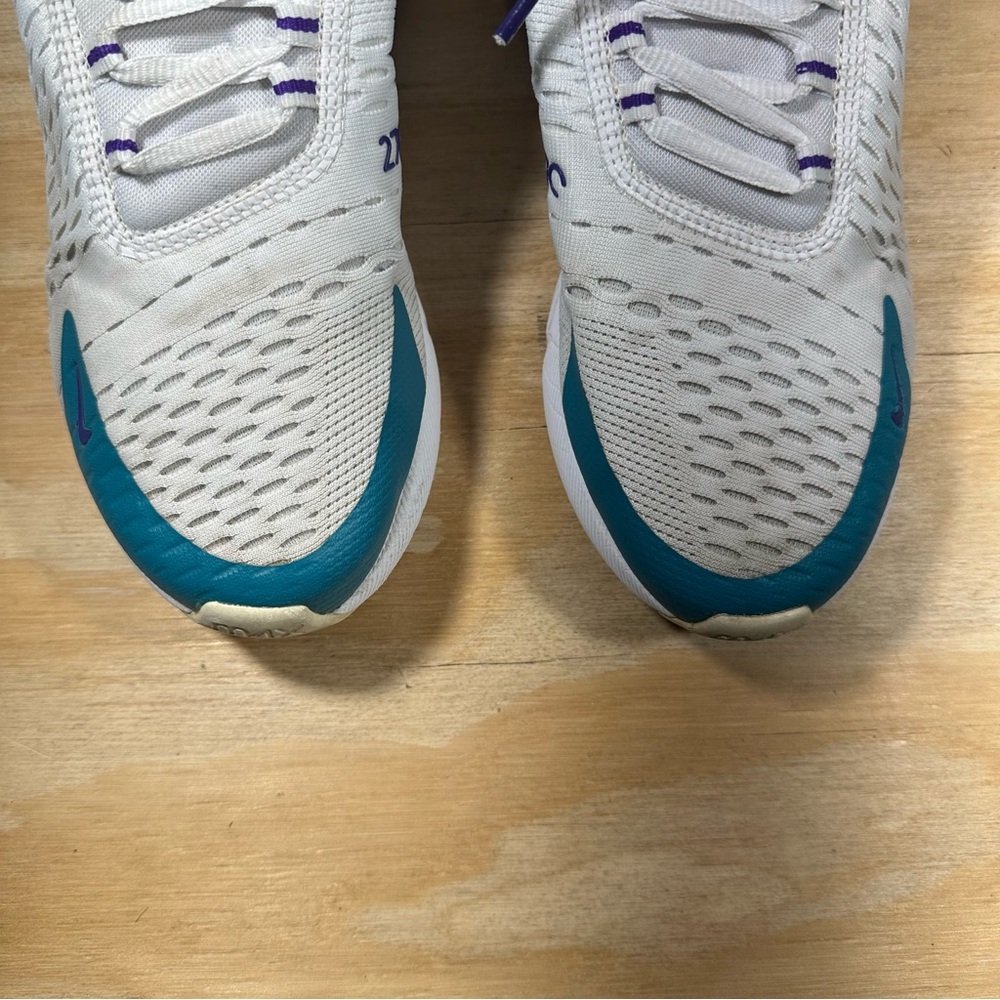Nike White and Teal Sneakers with Purple Accents - Picture 5 of 9